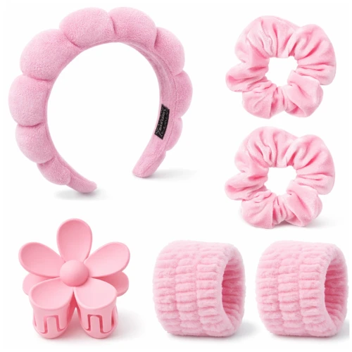 Zestaw akcesoriów do włosów 6 szt opaska gumki spinki różowe