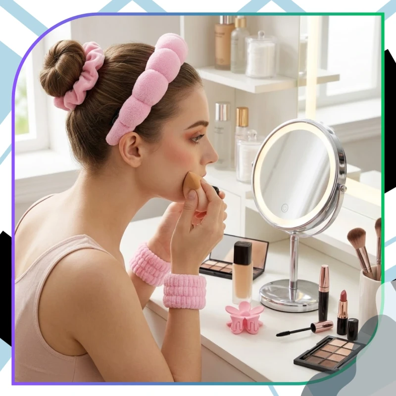 Zestaw akcesoriów do włosów 6 szt opaska gumki spinki różowe8.webp