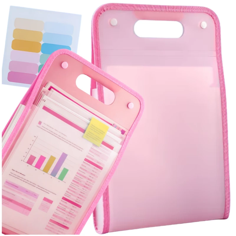 Teczka A4 organizer harmonijkowy 13 przegródek różowa torba 2.webp