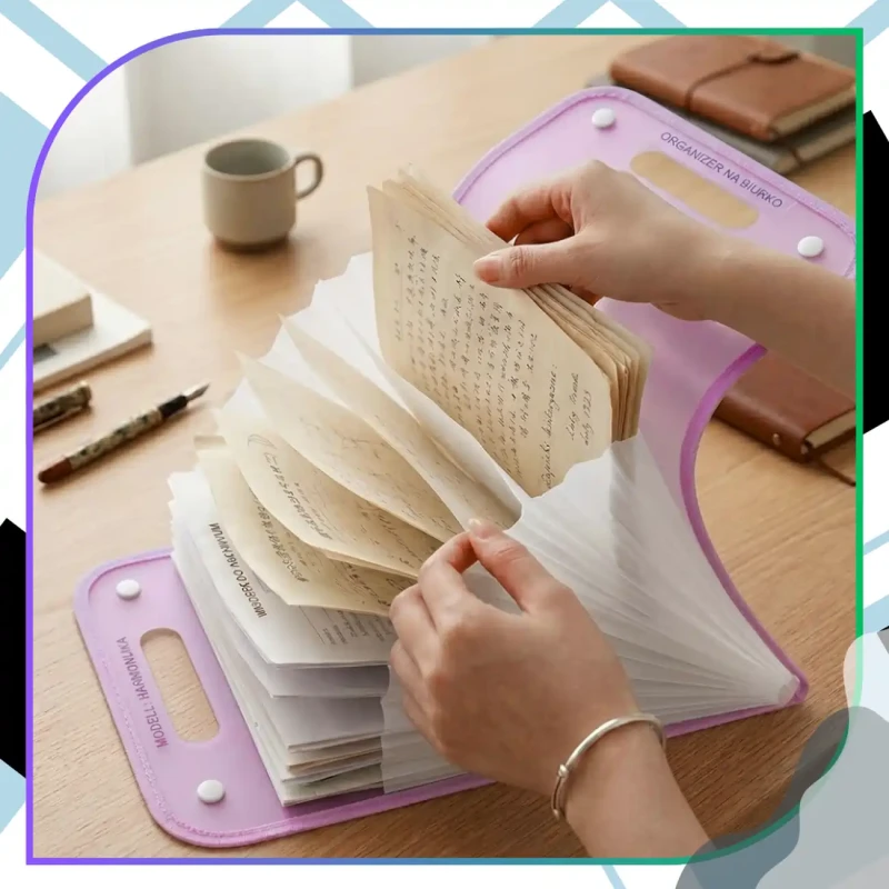 Teczka A4 organizer harmonijkowy 13 przegródek różowa torba 9.webp
