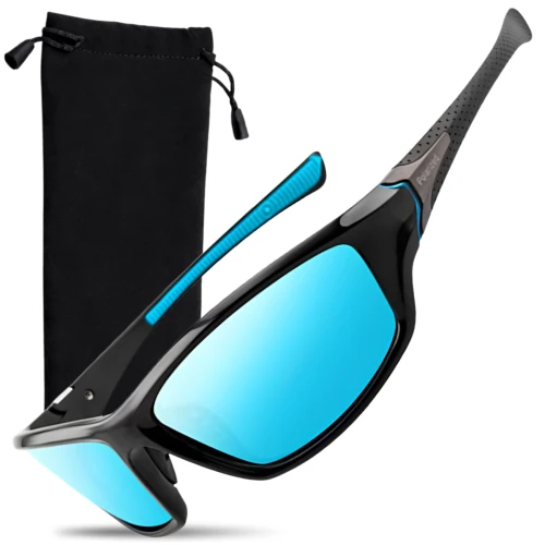Okulary sportowe polaryzacyjne uniwersalne zestaw z etui czarne