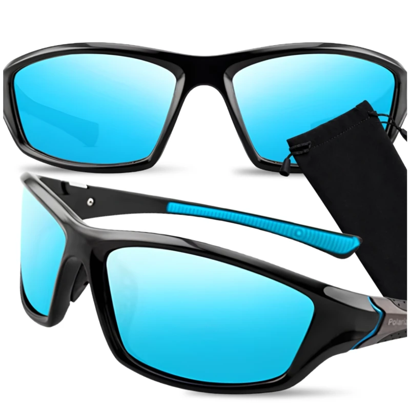 Okulary sportowe polaryzacyjne uniwersalne zestaw z etui czarne2.webp