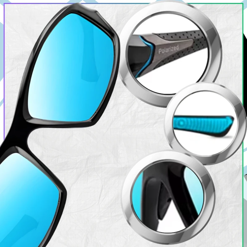 Okulary sportowe polaryzacyjne uniwersalne zestaw z etui czarne5.webp