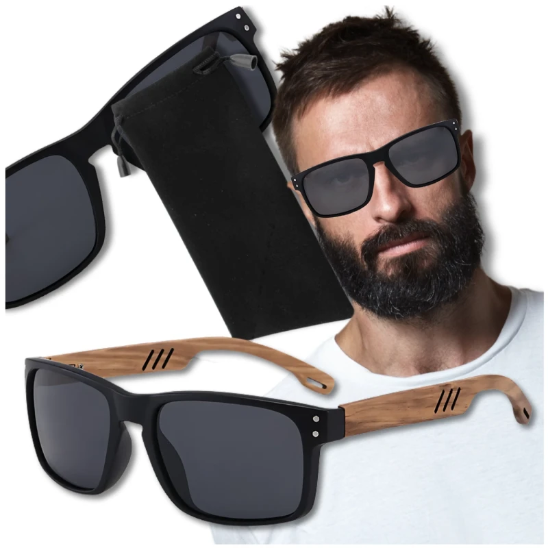 Męskie okulary bambusowe przeciwsłoneczne polaryzacyjne filtr UV2.webp
