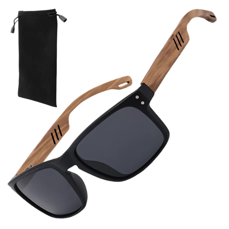 Męskie okulary bambusowe przeciwsłoneczne polaryzacyjne filtr UV4.webp