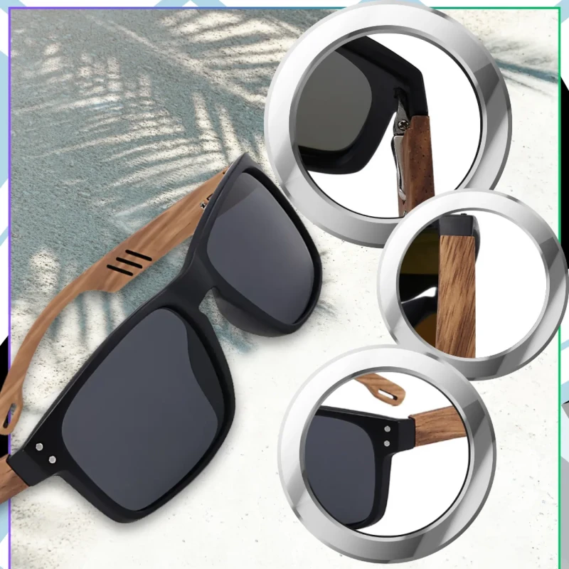 Męskie okulary bambusowe przeciwsłoneczne polaryzacyjne filtr UV5.webp