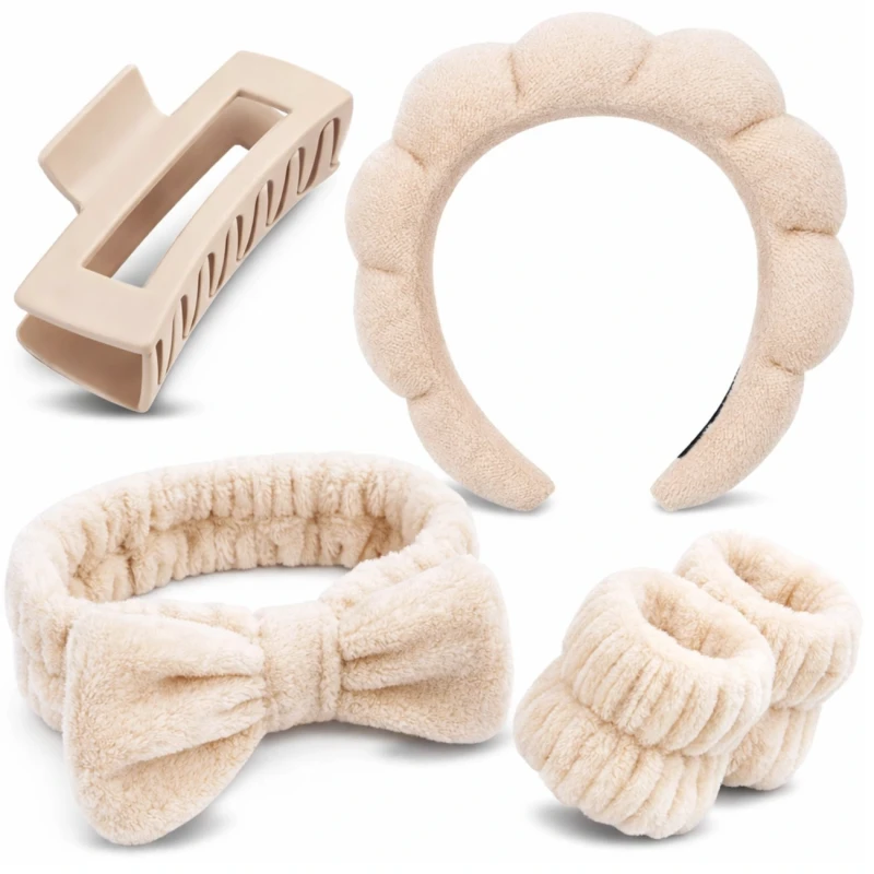 Zestaw 5 sztuk akcesoriów do makijażu klamra opaska gumki pielęgnacja4.webp