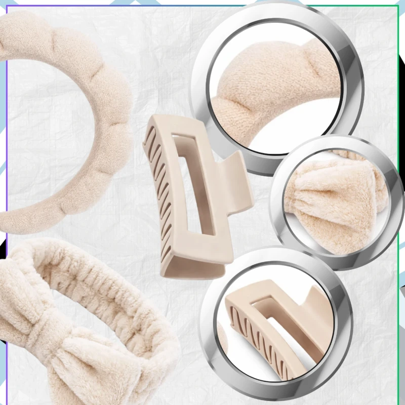 Zestaw 5 sztuk akcesoriów do makijażu klamra opaska gumki pielęgnacja5.webp