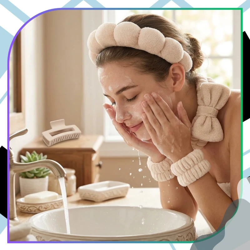 Zestaw 5 sztuk akcesoriów do makijażu klamra opaska gumki pielęgnacja9.webp