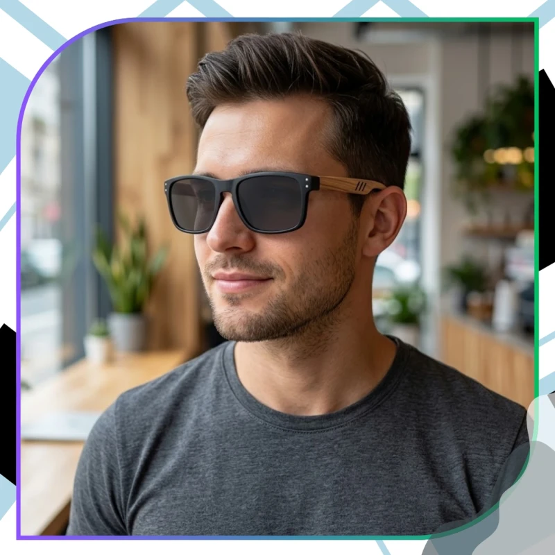 Męskie okulary bambusowe przeciwsłoneczne polaryzacyjne filtr UV1.webp