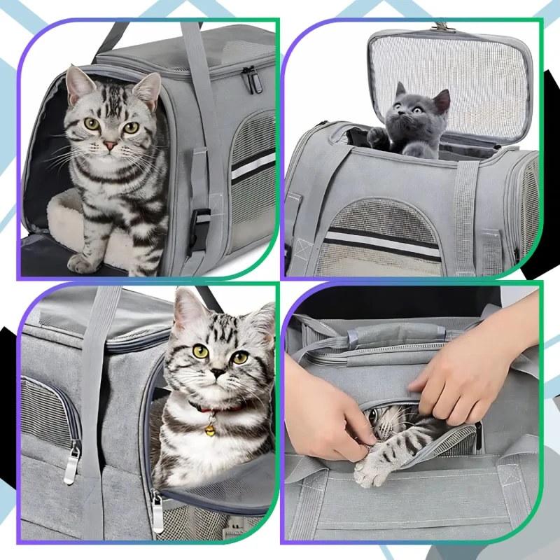 Transporter z siatką dla kota psa oddychający zestaw z legowiskiem8.webp