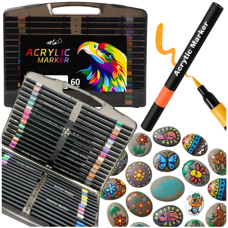 Markery akrylowe 60 kolorów zestaw w etui pisaki artystyczne3.webp