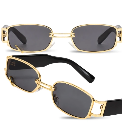 Okulary Przeciwsłoneczne Prostokątne retro czarne punk