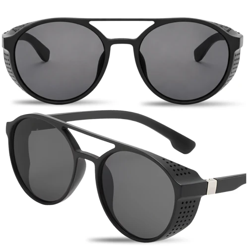 Pilotki Okulary okrągłe męskie przeciwsłoneczne retro