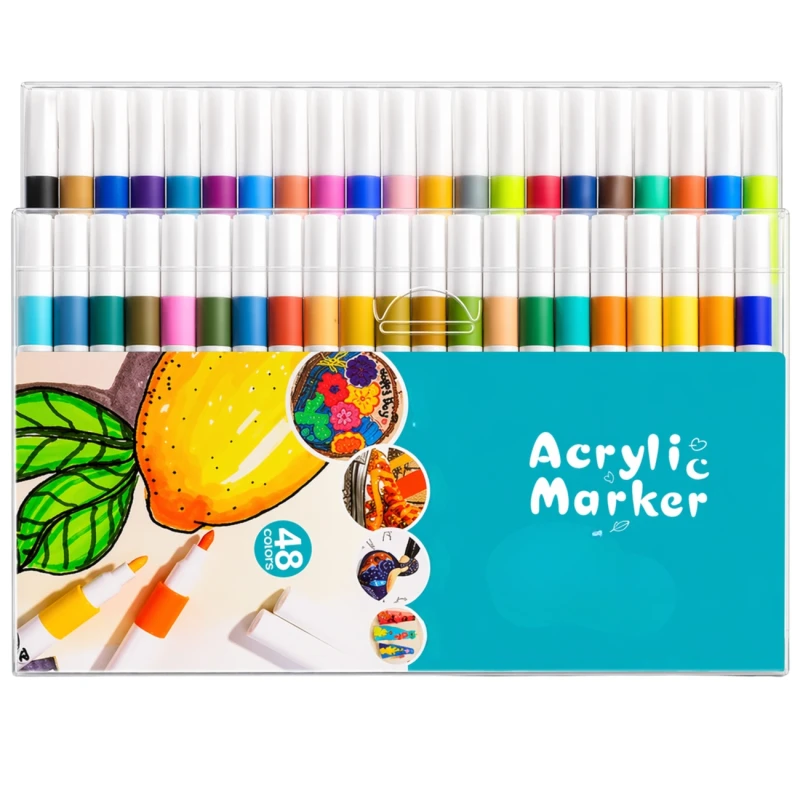 Markery akrylowe 48 kolorów zestaw do prac artystycznych uniwersalnei4.webp