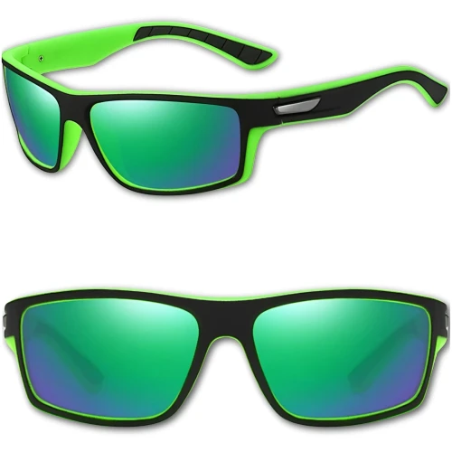 Okulary sportowe lustrzanki zielone polaryzacyjne uniwersalne nerdy unisex