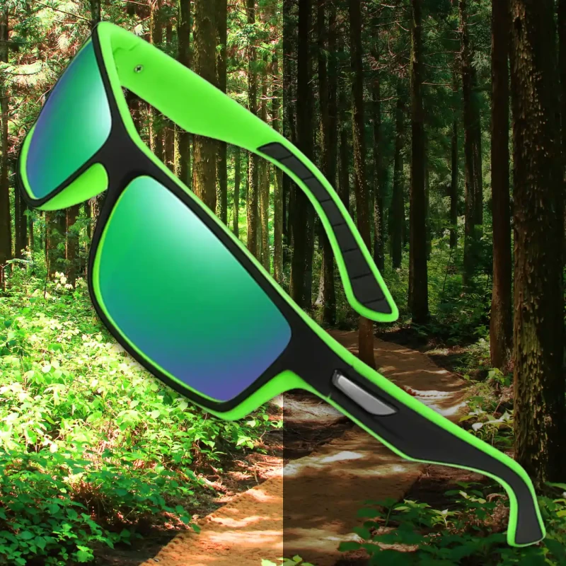 Okulary sportowe lustrzanki zielone polaryzacyjne uniwersalne nerdy unisex 6.webp