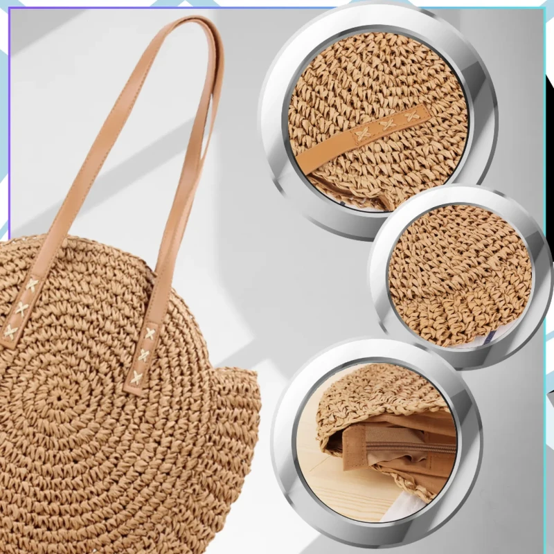 Torebka słomiana na lato pojemna modna shoperka styl boho eko5.webp