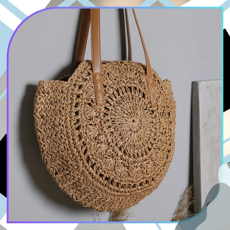 Torebka słomiana na lato pojemna modna shoperka styl boho eko6.webp