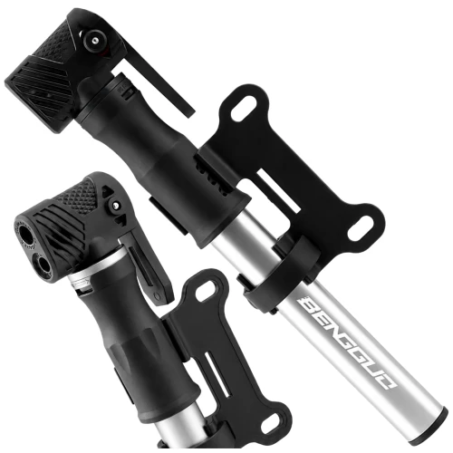 Mini Pompka rowerowa ręczna lekka aluminiowa do piłki srebrna
