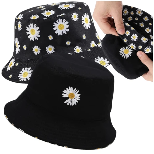 Czapka BUCKET HAT kapelusz RYBACKI dwustronny stokrotki