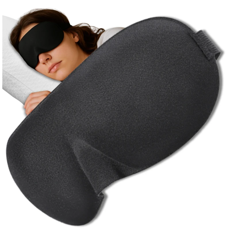 Opaska maska do spania duża 3D na oczy miękka czarna 3.webp