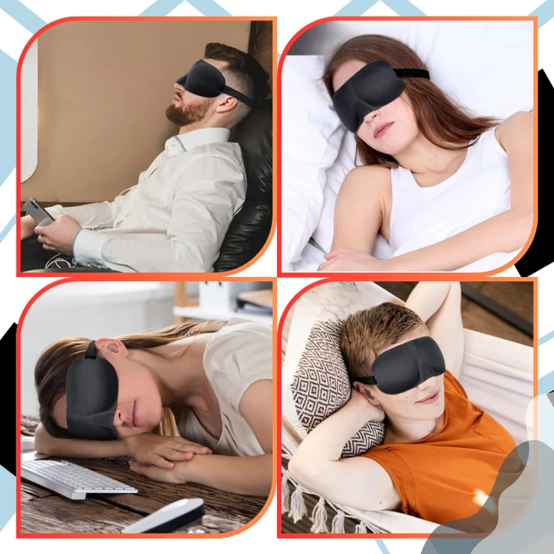 Opaska maska do spania duża 3D na oczy miękka czarna 8.webp