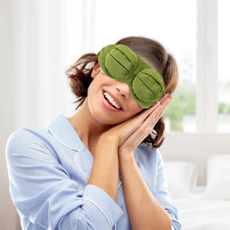 Maska do Spania Zielona Żaba Regulowana Miękka Opaska na Oczy 3D6.webp