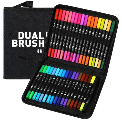 Pisaki Akrylowe Dwustronne 36 Kolorów Dual Brush Pen