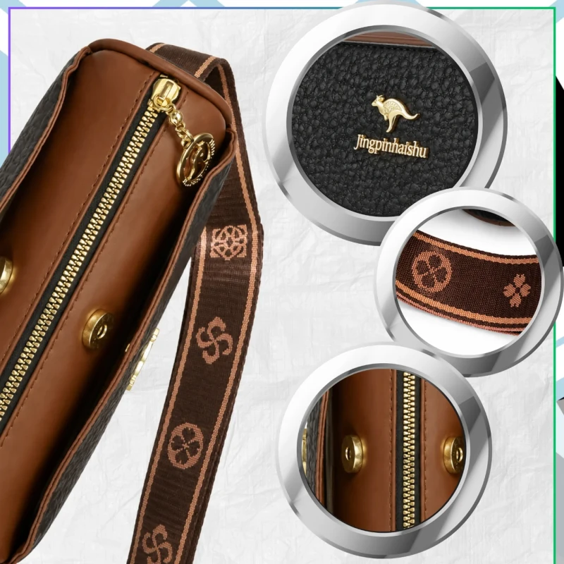 Elegancka czarna skórzana torebka damska listonoszka na ramię5.webp