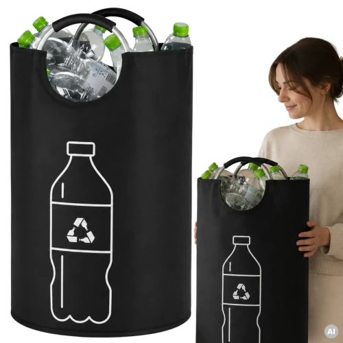 Torba 90L Składany Worek Na Butelki Plastikowe Kosz Z Uchwytami System Kaucyjny