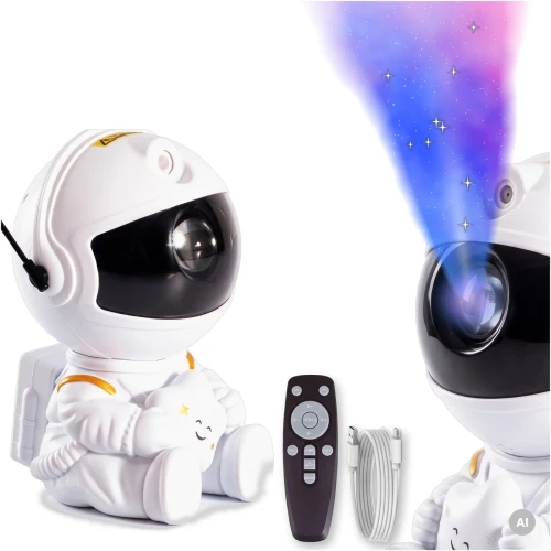 Lampka Nocna LED Projektor Gwiazd Astronauta USB