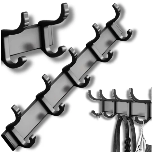 Panel wieszak z 5 przesuwnymi ruchomymi haczykami mocny naścienny