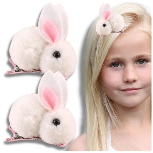 Spinki dziecięce 2szt zestaw spinek króliczki białe spineczki