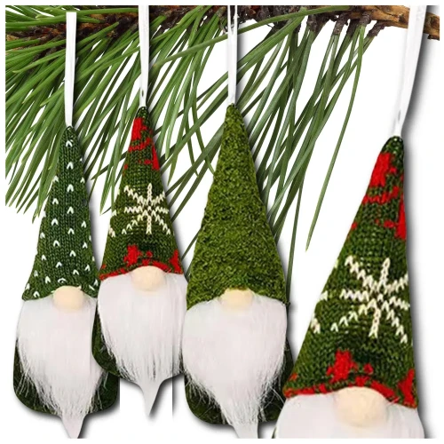 Świąteczny skrzat Mikołaj 15 cm krasnal wiszący zestaw 3 szt