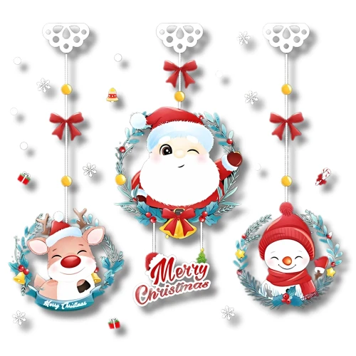 Zestaw Świątecznych Naklejek na szybę kolorowe postacie